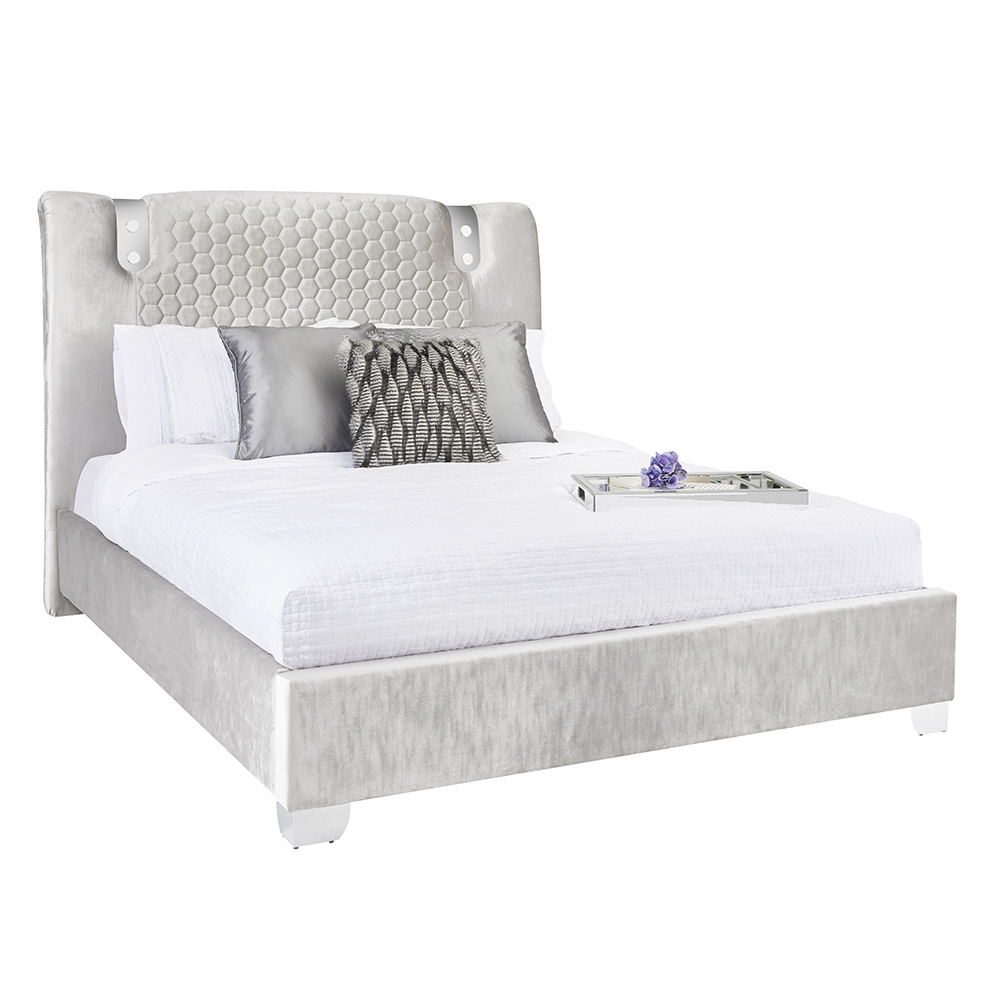 Laurel Grey Velvet Bed